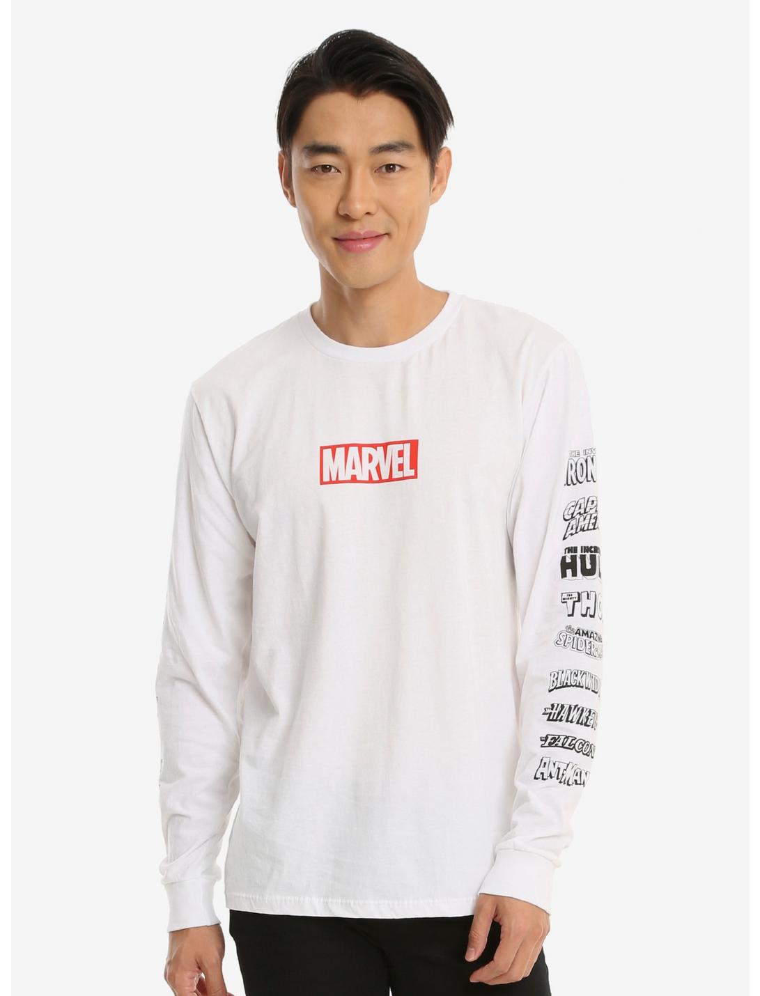 Marvel Logos Long Sleeve T-Shirt, BLACK, hi-res