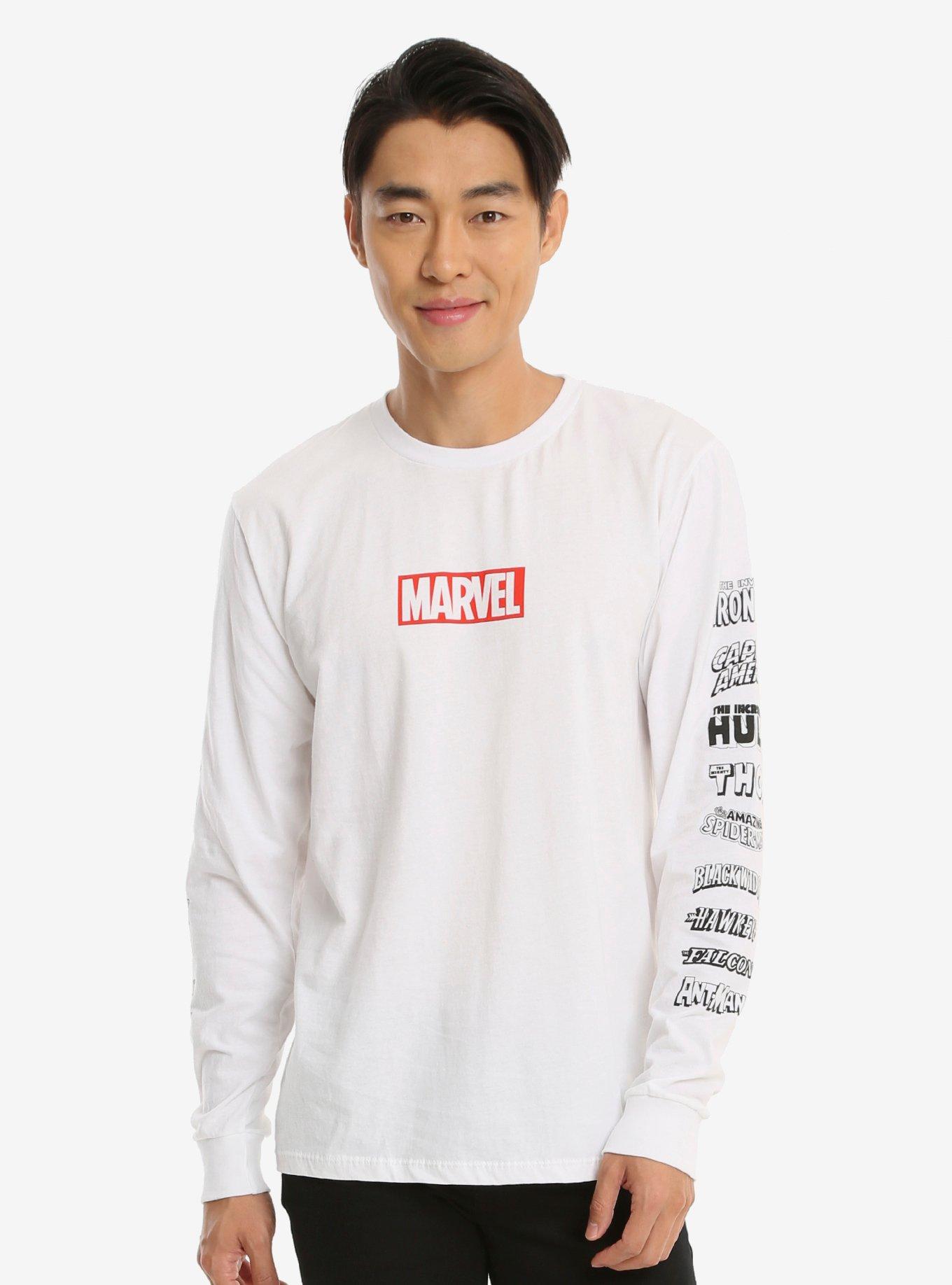 Marvel Logos Long Sleeve T-Shirt, BLACK, hi-res