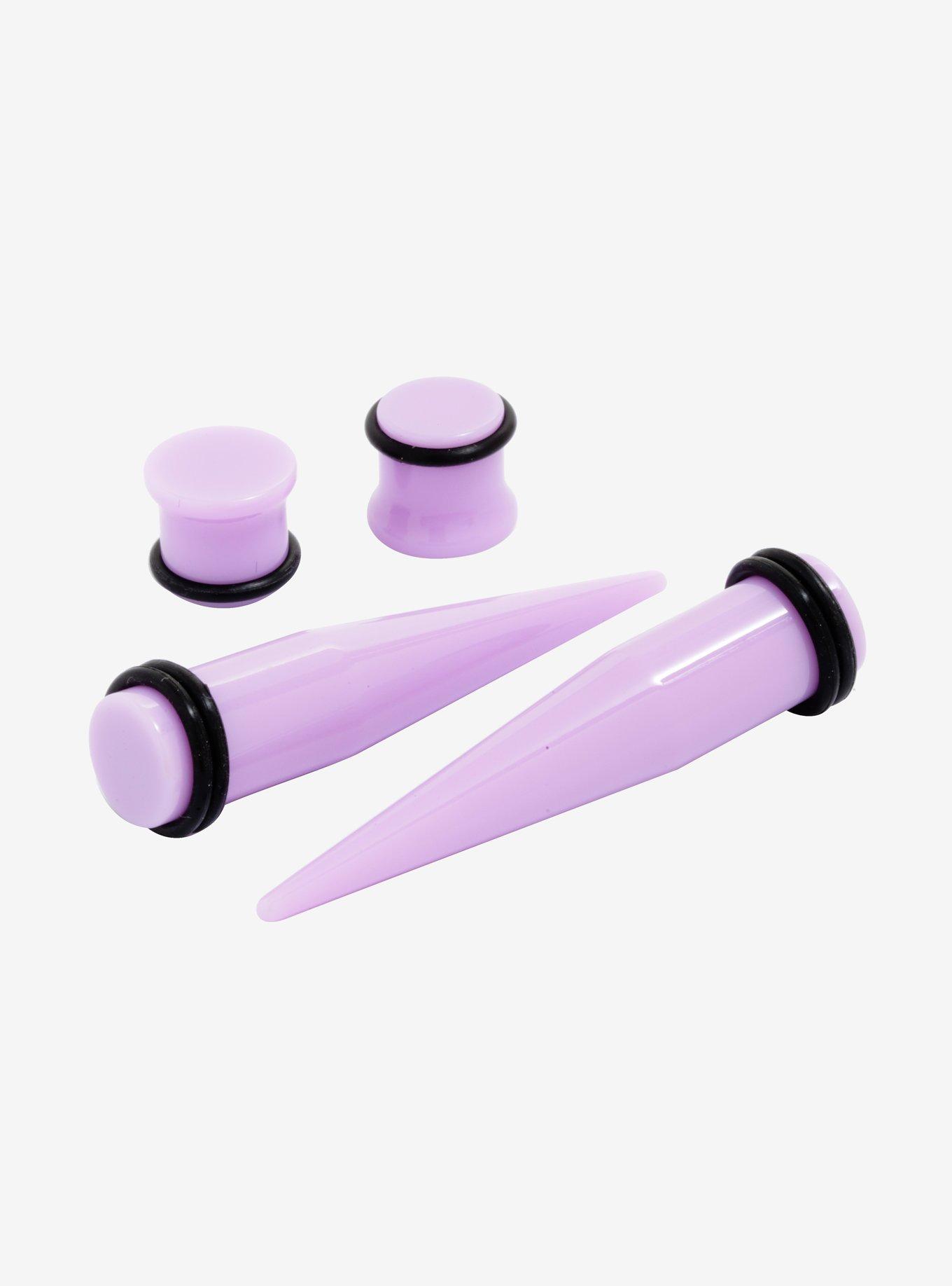 Acrylic Light Purple Taper & Plug 4 Pack, PURPLE, hi-res