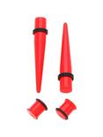Acrylic Red Plug & Taper 4 Pack, RED, hi-res