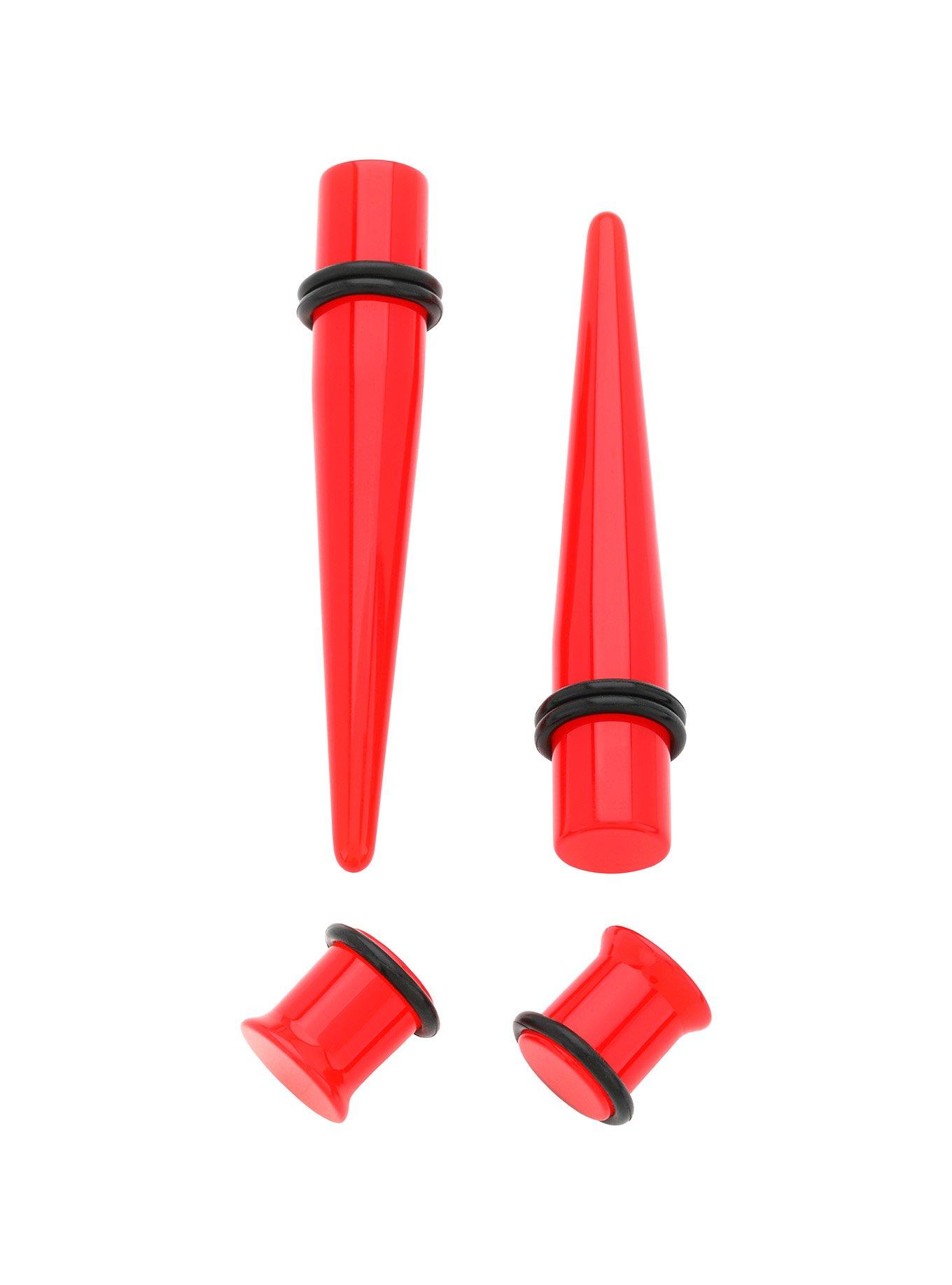 Acrylic Red Plug & Taper 4 Pack, RED, hi-res