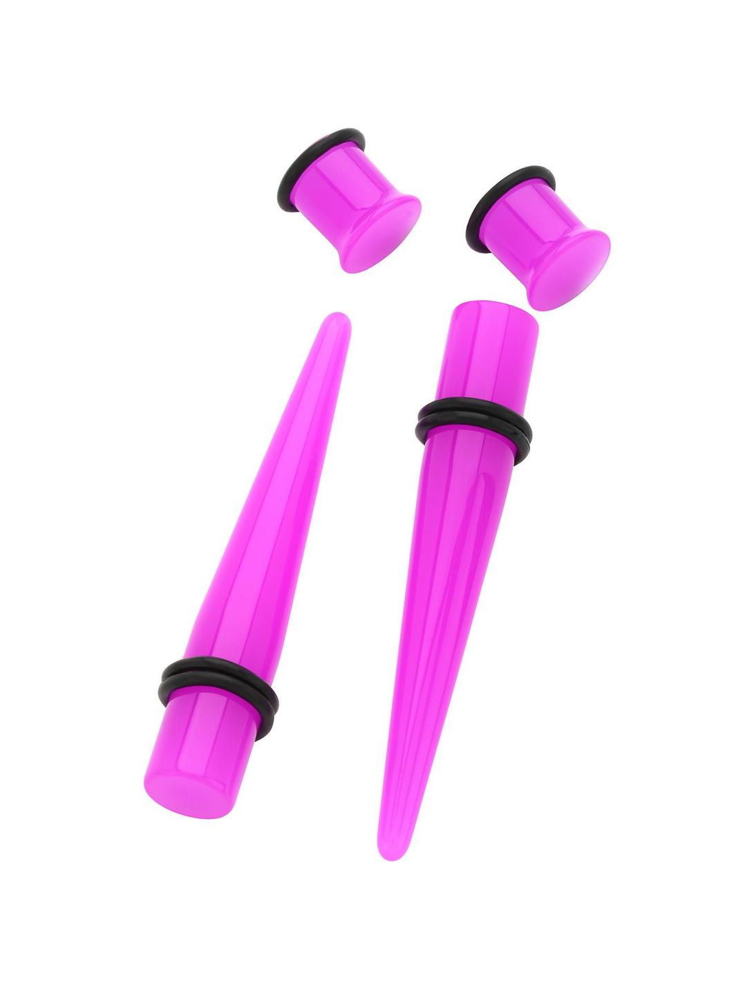 Acrylic Purple Plug & Taper 4 Pack, PURPLE, hi-res