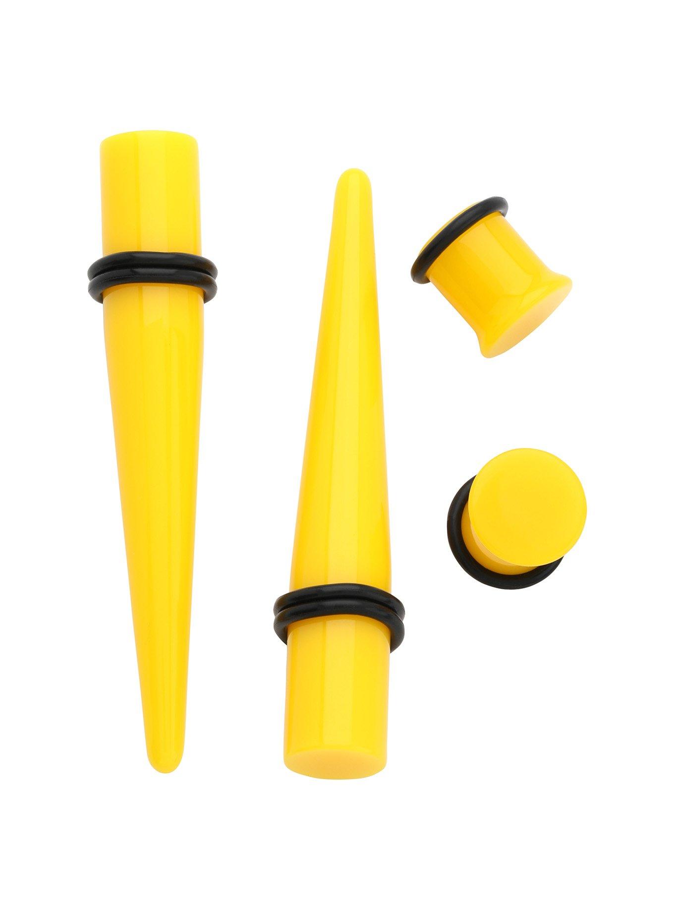 Acrylic Neon Yellow Plug & Taper 4 Pack, MULTI, hi-res