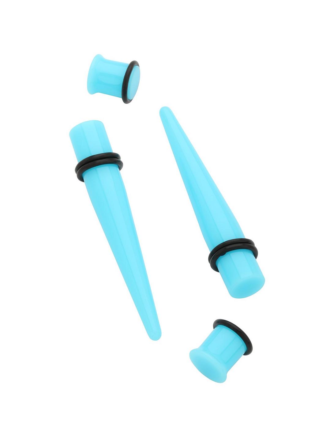 Acrylic Neon Blue Plug & Taper 4 Pack, BLUE, hi-res