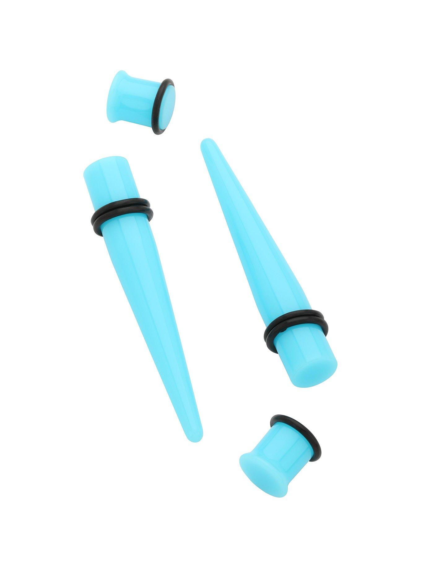 Acrylic Neon Blue Plug & Taper 4 Pack, BLUE, hi-res