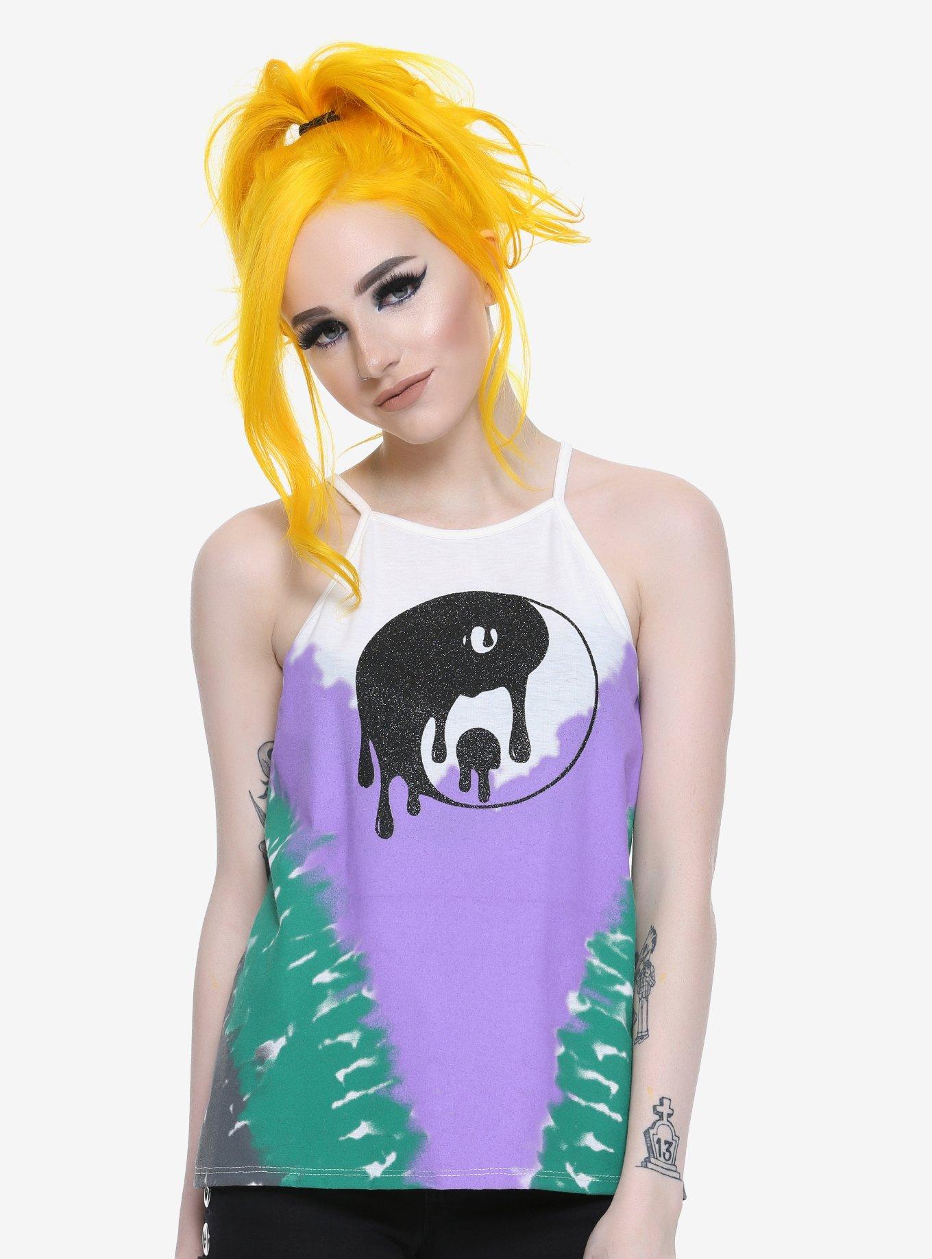 Tie-Dye Yin-Yang High Neck Girls Tank Top, MULTI, hi-res