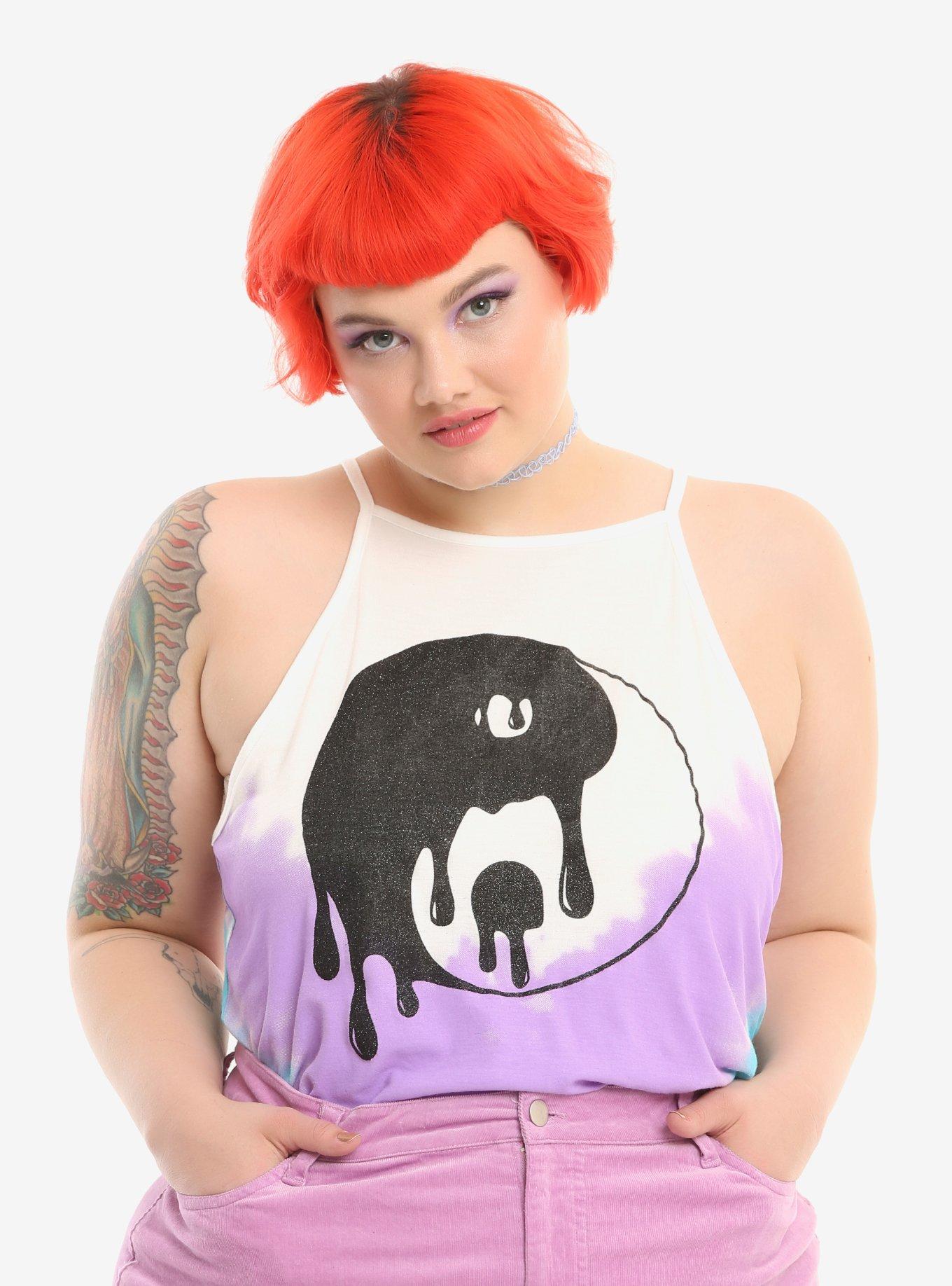 Tie Dye Yin-Yang High Neck Girls Tank Top Plus Size, MULTI, hi-res