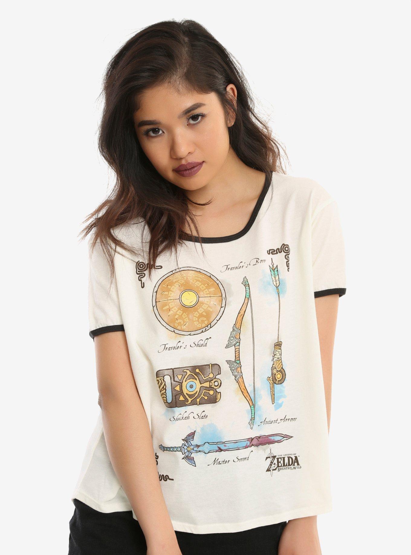 The Legend Of Zelda The Breath Of The Wild Inventory Girls Ringer T-Shirt, WHITE, hi-res