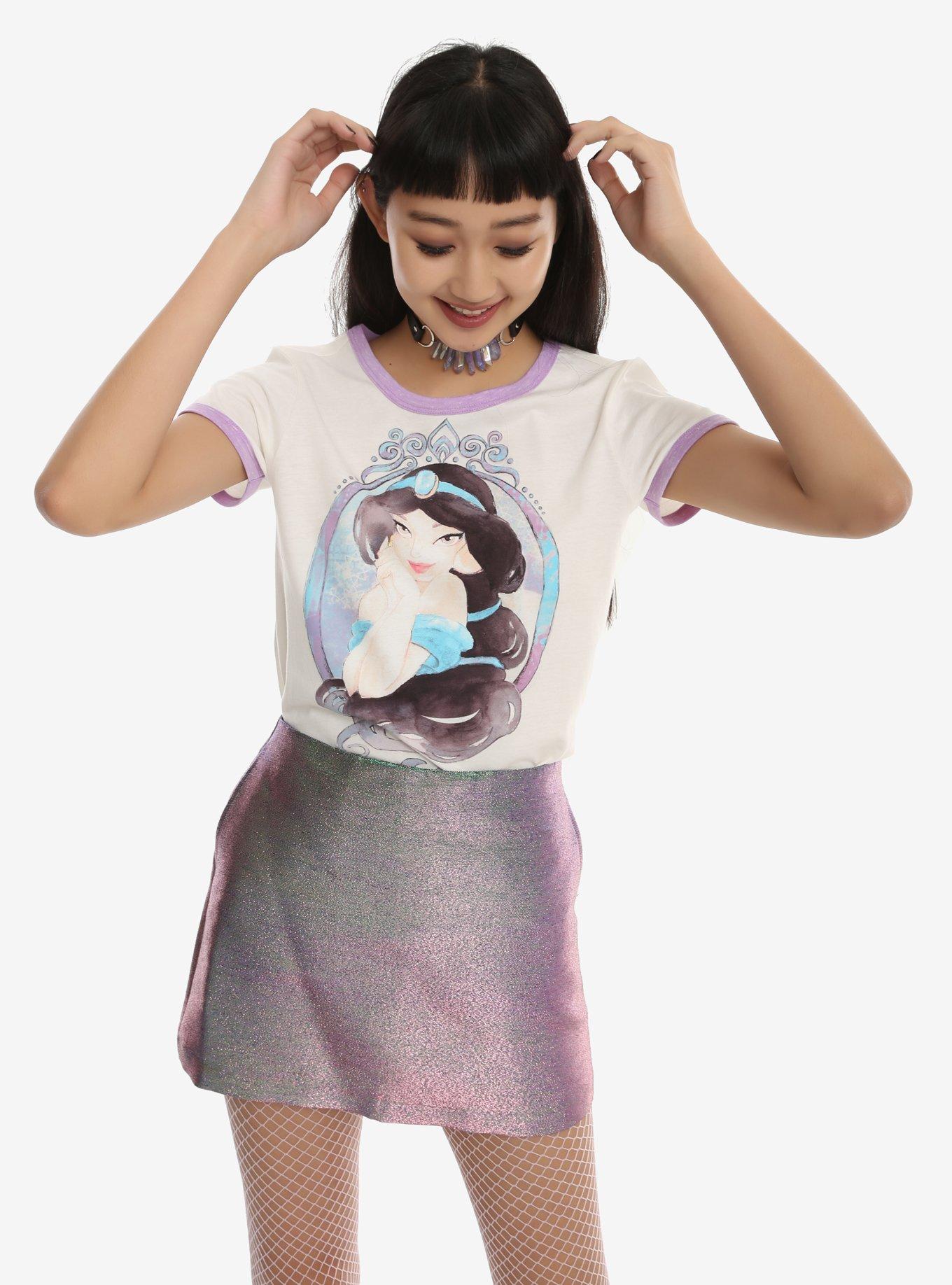 Disney Aladdin Jasmine Watercolor Girls Ringer T-Shirt, IVORY, hi-res