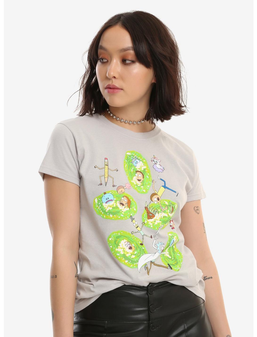 Rick And Morty Portals Girls T-Shirt, GREY, hi-res