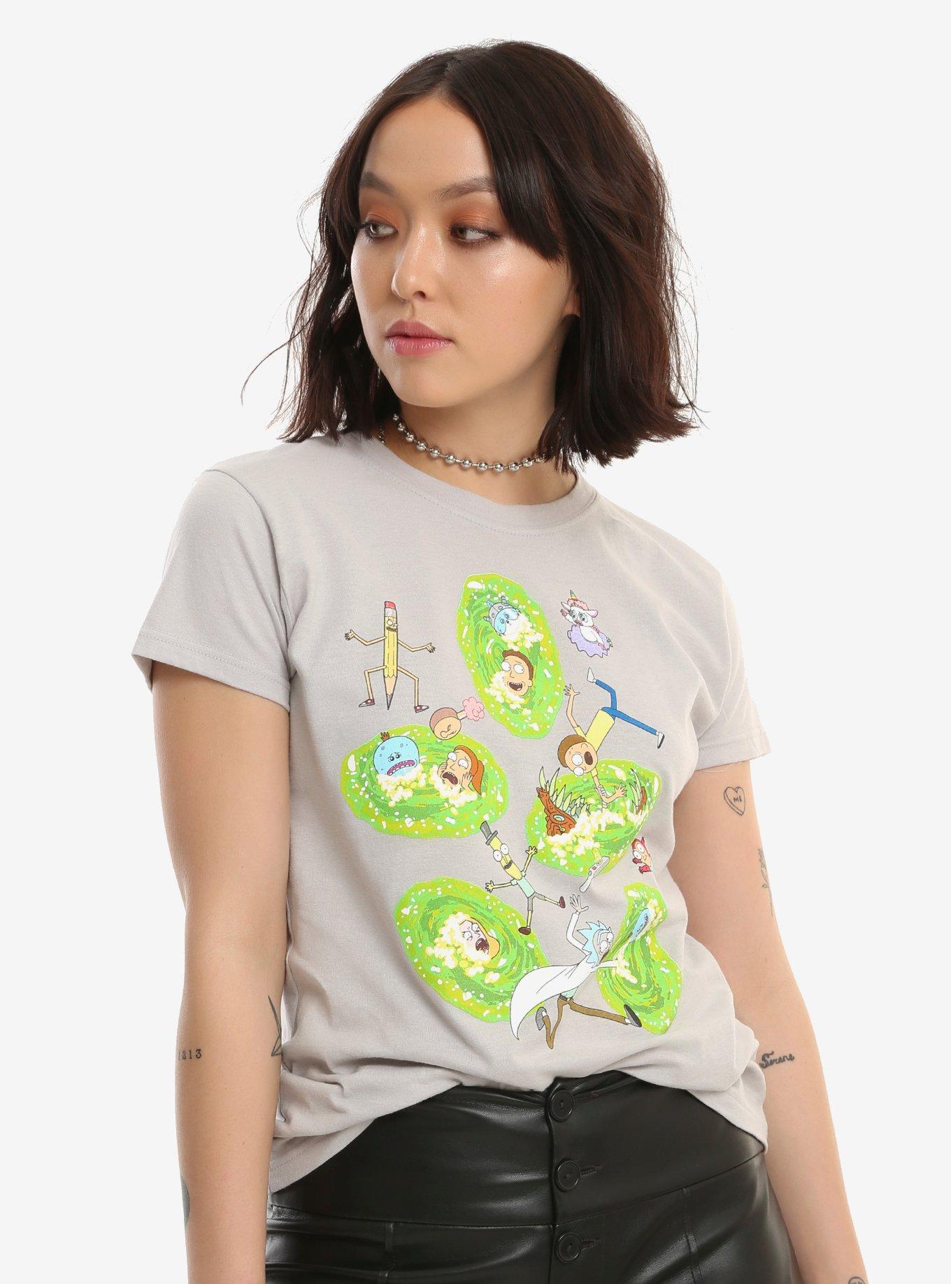 Rick And Morty Portals Girls T-Shirt, GREY, hi-res