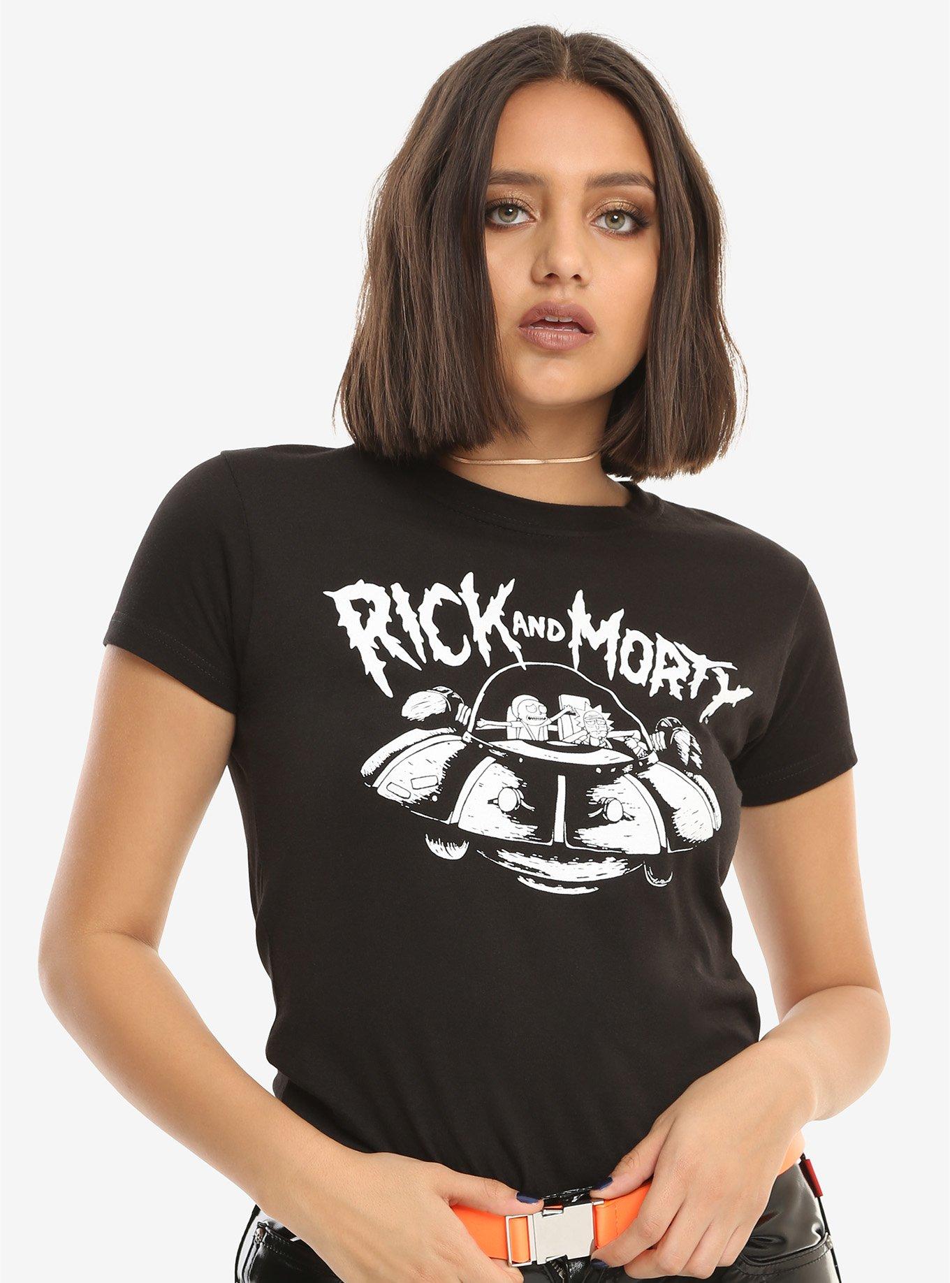 Rick And Morty Space Cruiser Glow-In-The-Dark Girls T-Shirt, BLACK, hi-res