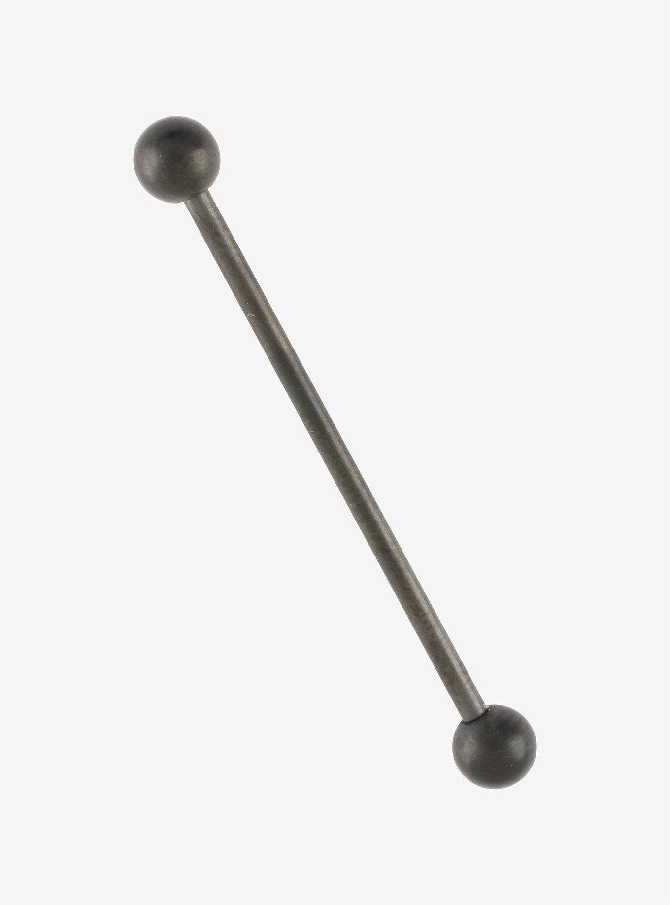 14G 1 1/2 Steel Matte Black Industrial Barbell, , hi-res