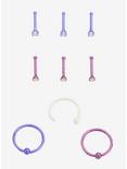 Steel Purple Lavender Opal Nose Bone Hoop 9 Pack, MULTI, hi-res