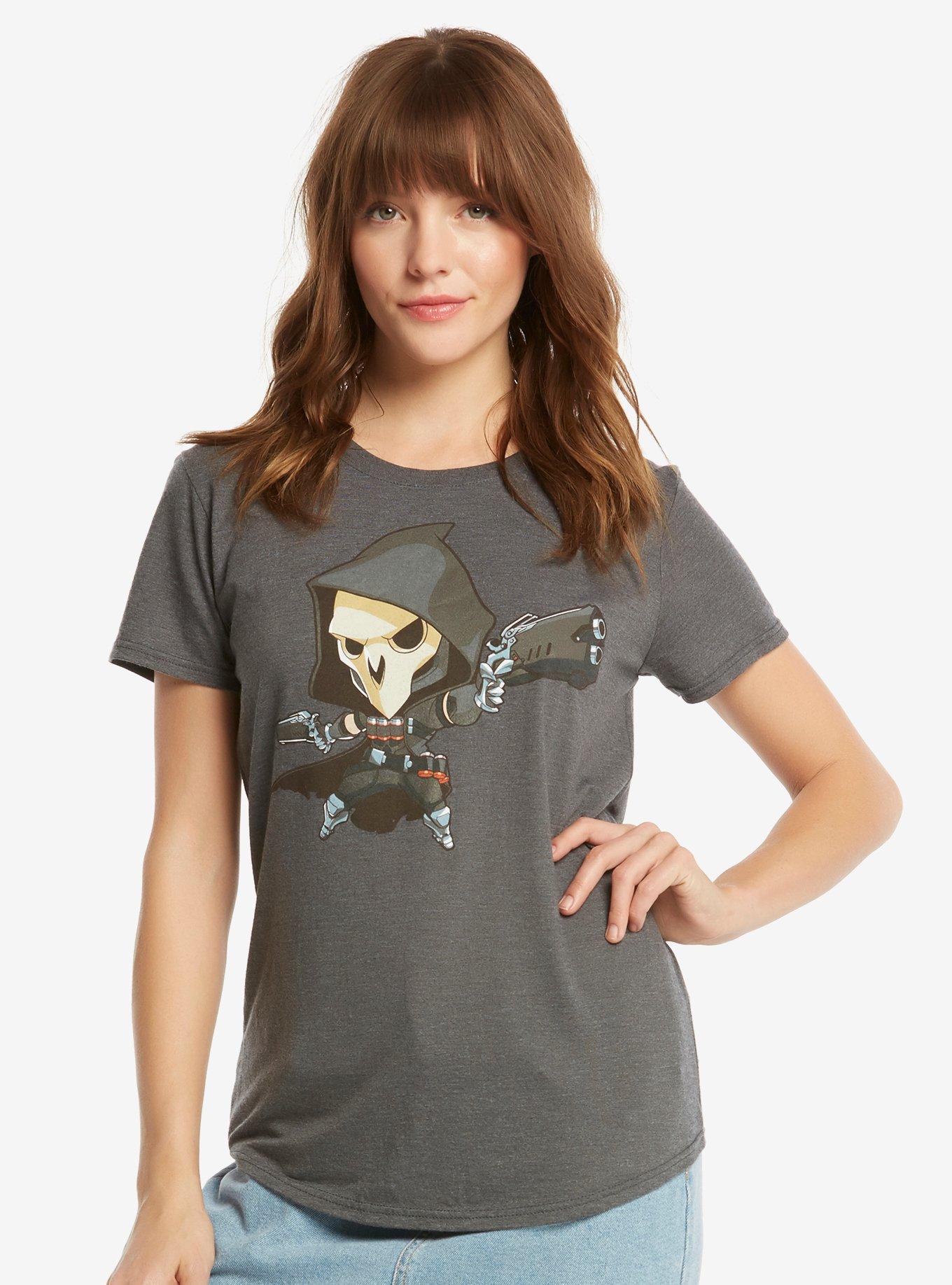 Overwatch Chibi Reaper Womens Tee - BoxLunch Exclusive, GREY, hi-res
