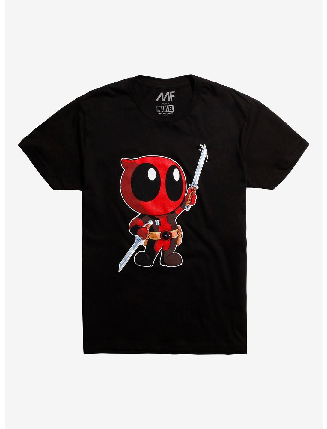 Marvel Deadpool Chibi Sword Salute T-Shirt, BLACK, hi-res