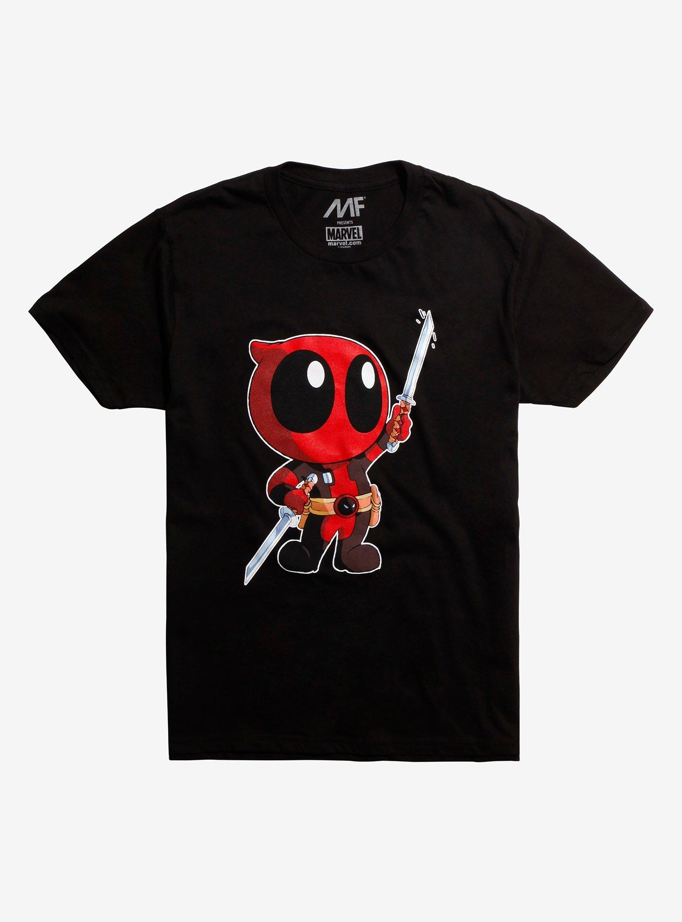 Marvel Deadpool Chibi Sword Salute T-Shirt, BLACK, hi-res