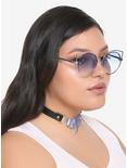Blue Gradient Cut-Out Cat Eye Wire Sunglasses, , hi-res
