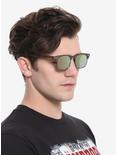 Brown Wood Half-Rim Sunglasses, , hi-res