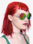 Clear Glitter Round Plastic Sunglasses, , hi-res