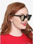 Black Half Rim Mirror Lens Sunglasses, , hi-res
