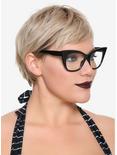 Black Pointed Cat Eye Plastic Glasses, , hi-res