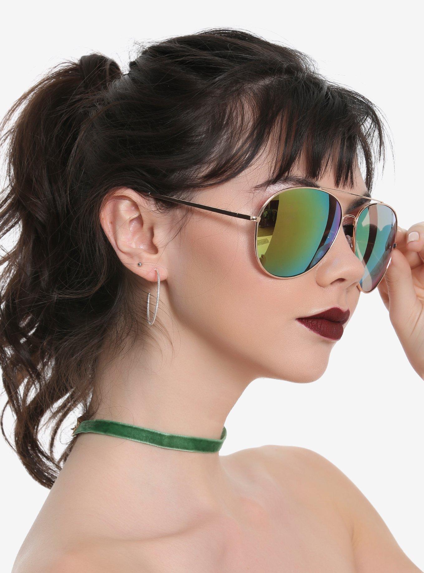 Rose Gold Aviator Sunglasses, , hi-res