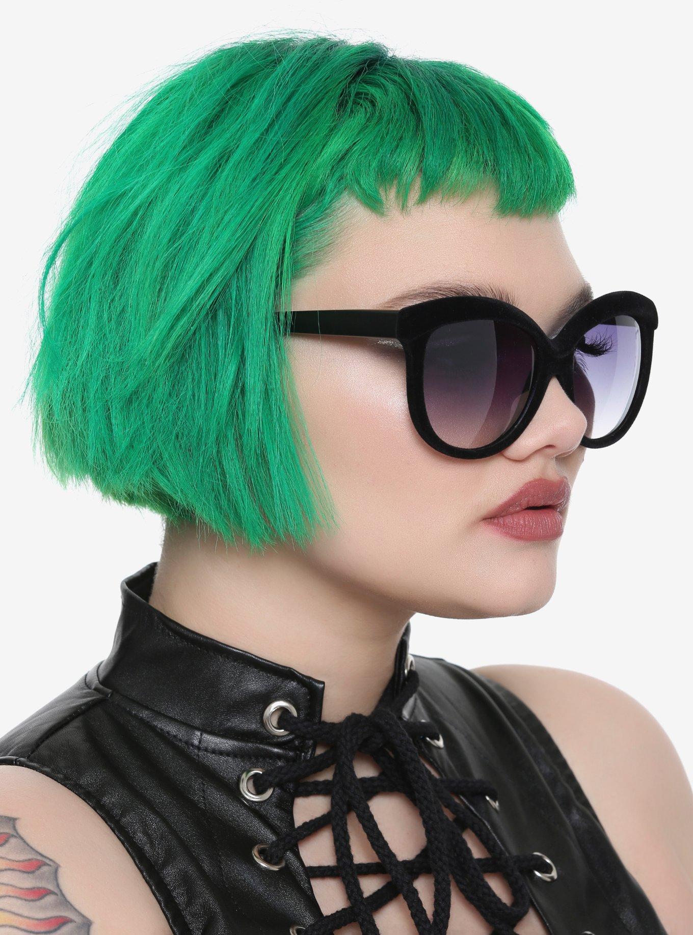 Black Velvet Oversized Sunglasses, , hi-res