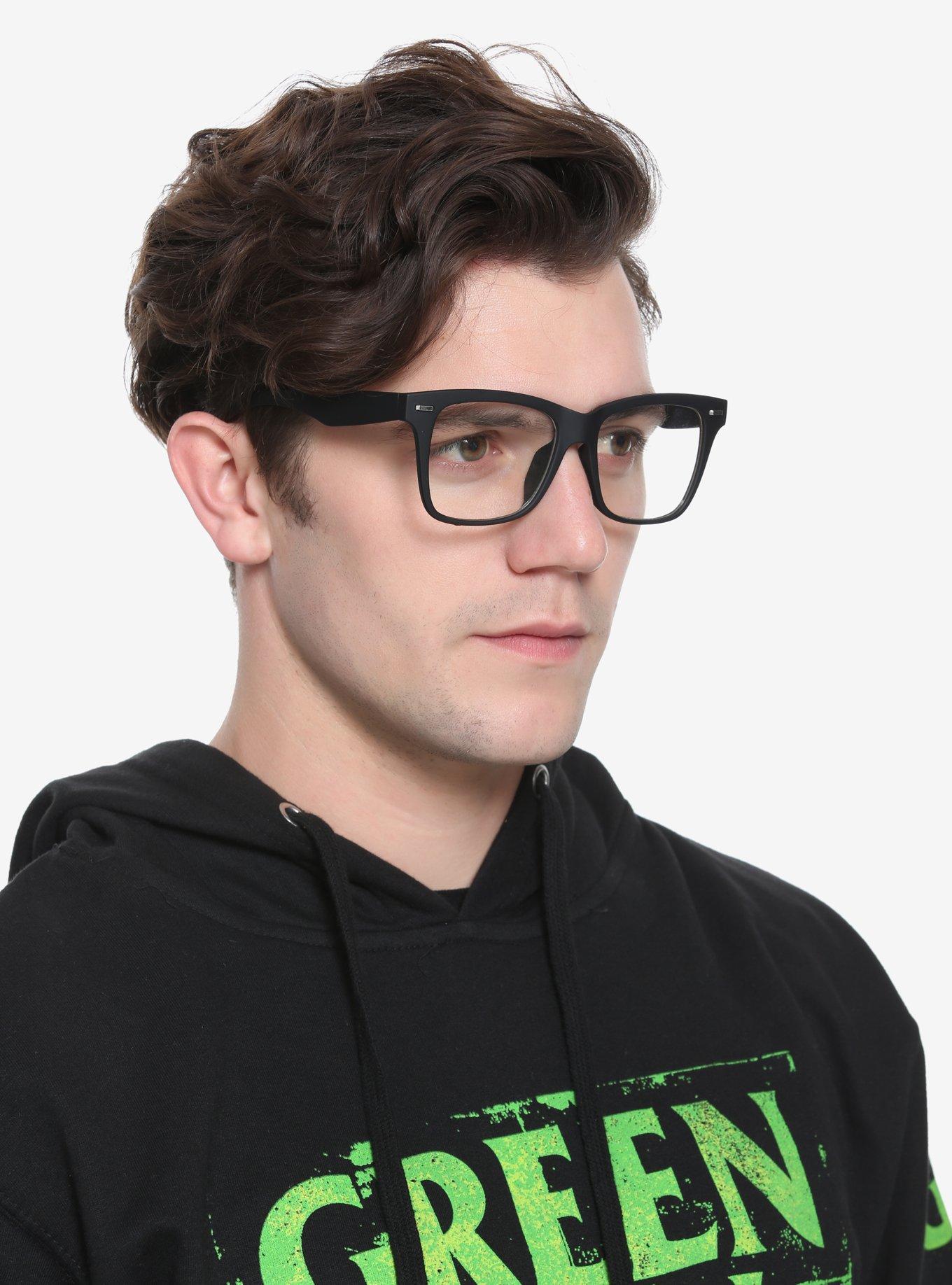 Black Matte Plastic Clear Lens Glasses, , hi-res