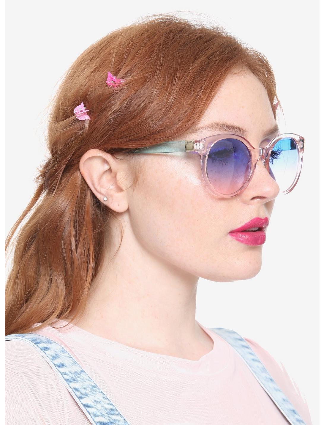 Pink & Blue Transparent Plastic Sunglasses, , hi-res