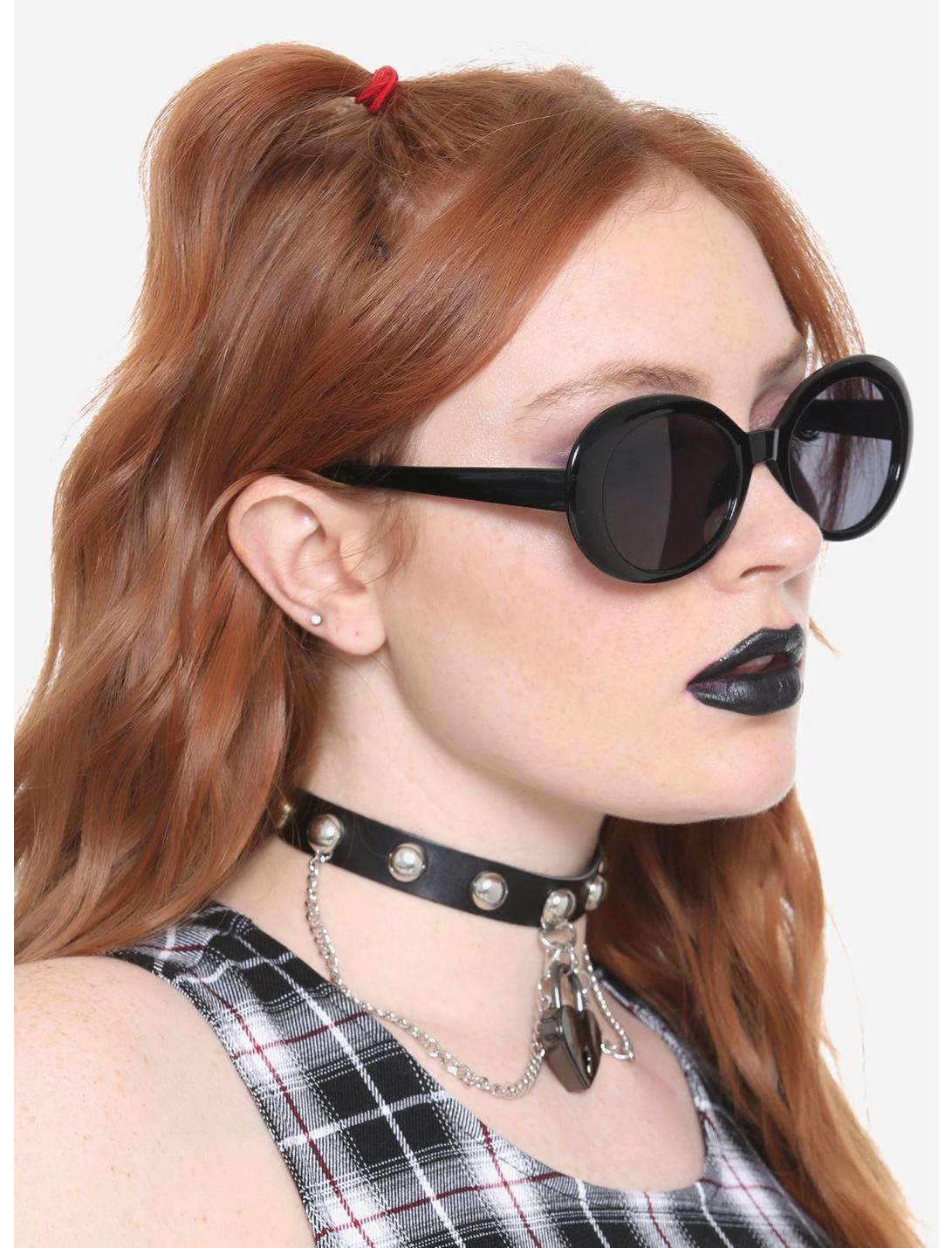 Black Oval Sunglasses, , hi-res