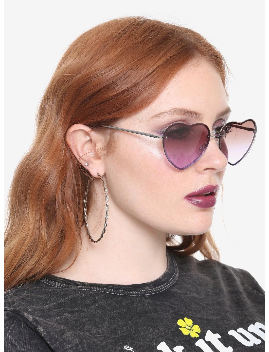 Purple Gradient Heart Lens Sunglasses, , hi-res