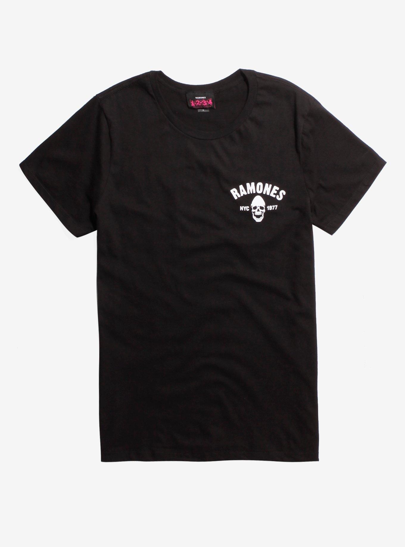 Ramones Pinhead Skull With Bats T-Shirt, BLACK, hi-res