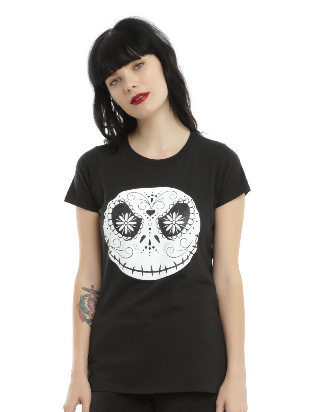The Nightmare Before Christmas Jack Sugar Skull Girls T-Shirt, BLACK, hi-res