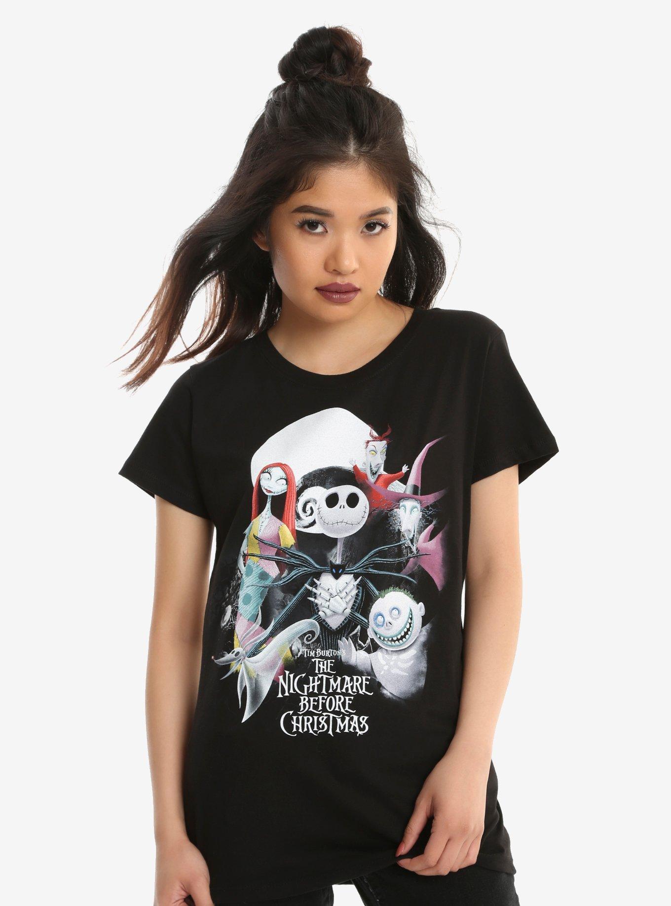 The Nightmare Before Christmas Characters Girls T-Shirt, BLACK, hi-res