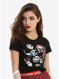 The Nightmare Before Christmas Watercolor Characters Girls T-Shirt, BLACK, hi-res