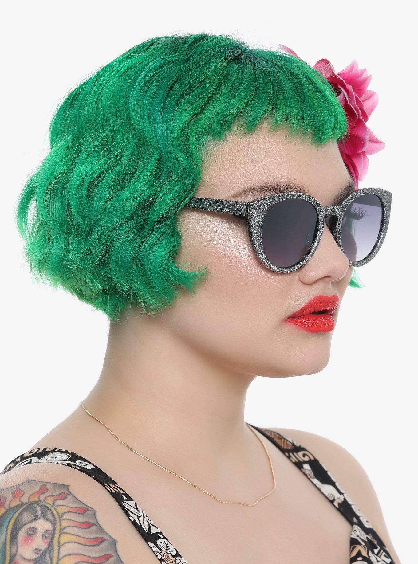 Silver Glitter Cat Eye Sunglasses, , hi-res