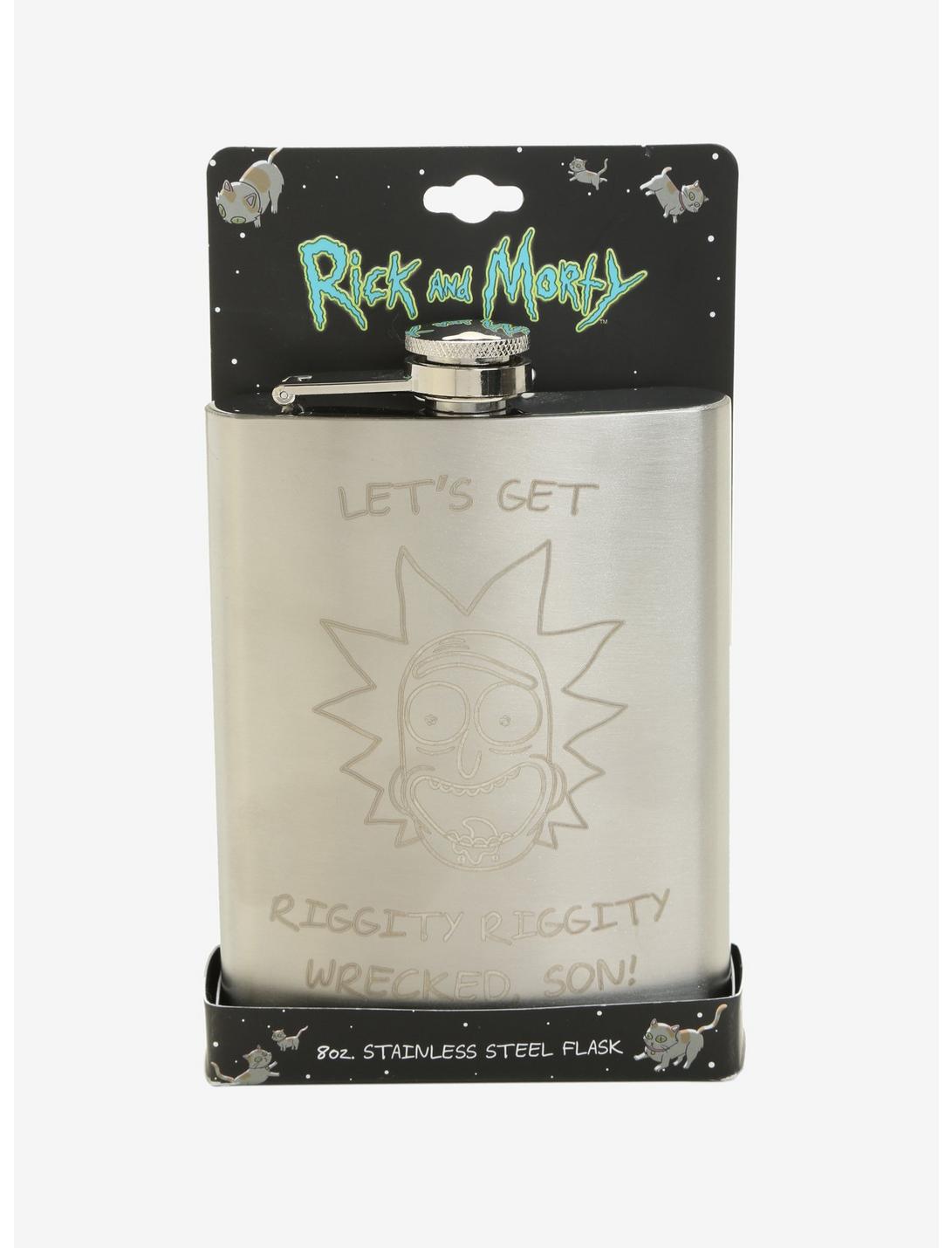 Rick And Morty Riggity Wrecked Stainless Steel Flask, , hi-res