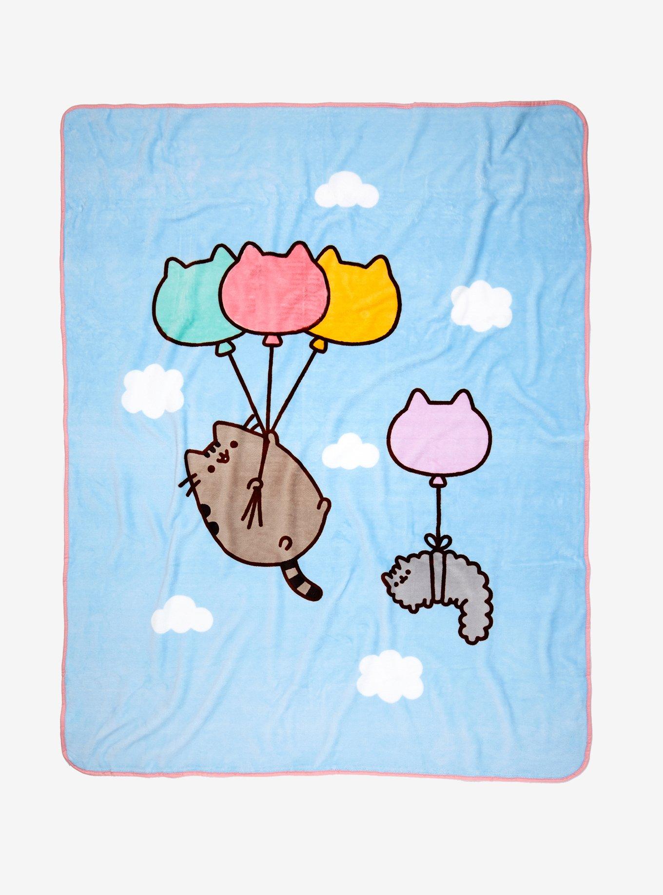 Pusheen And Stormy Balloons Throw Blanket