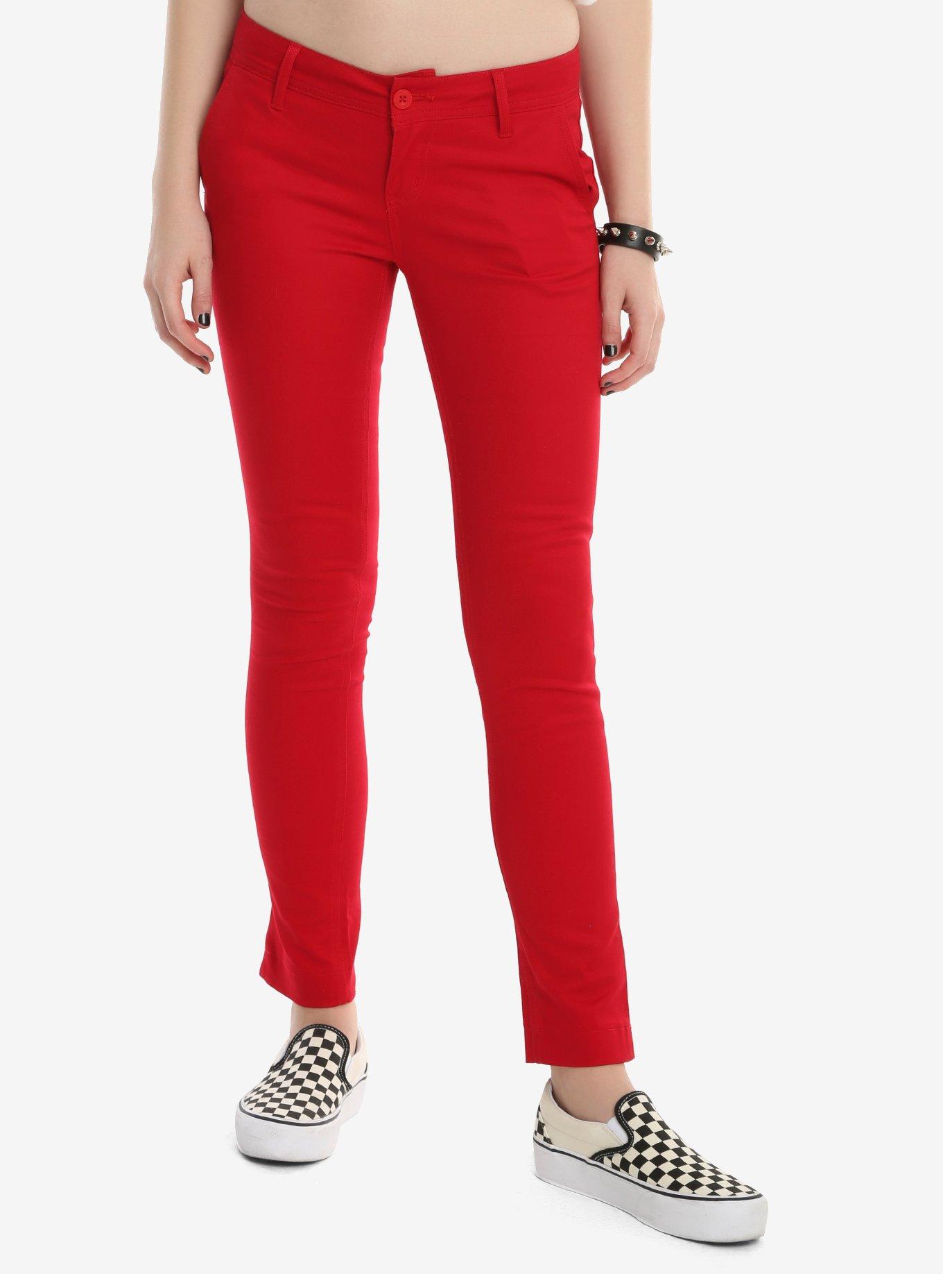 Dickies Red Super Skinny Ankle Pants, RED, hi-res