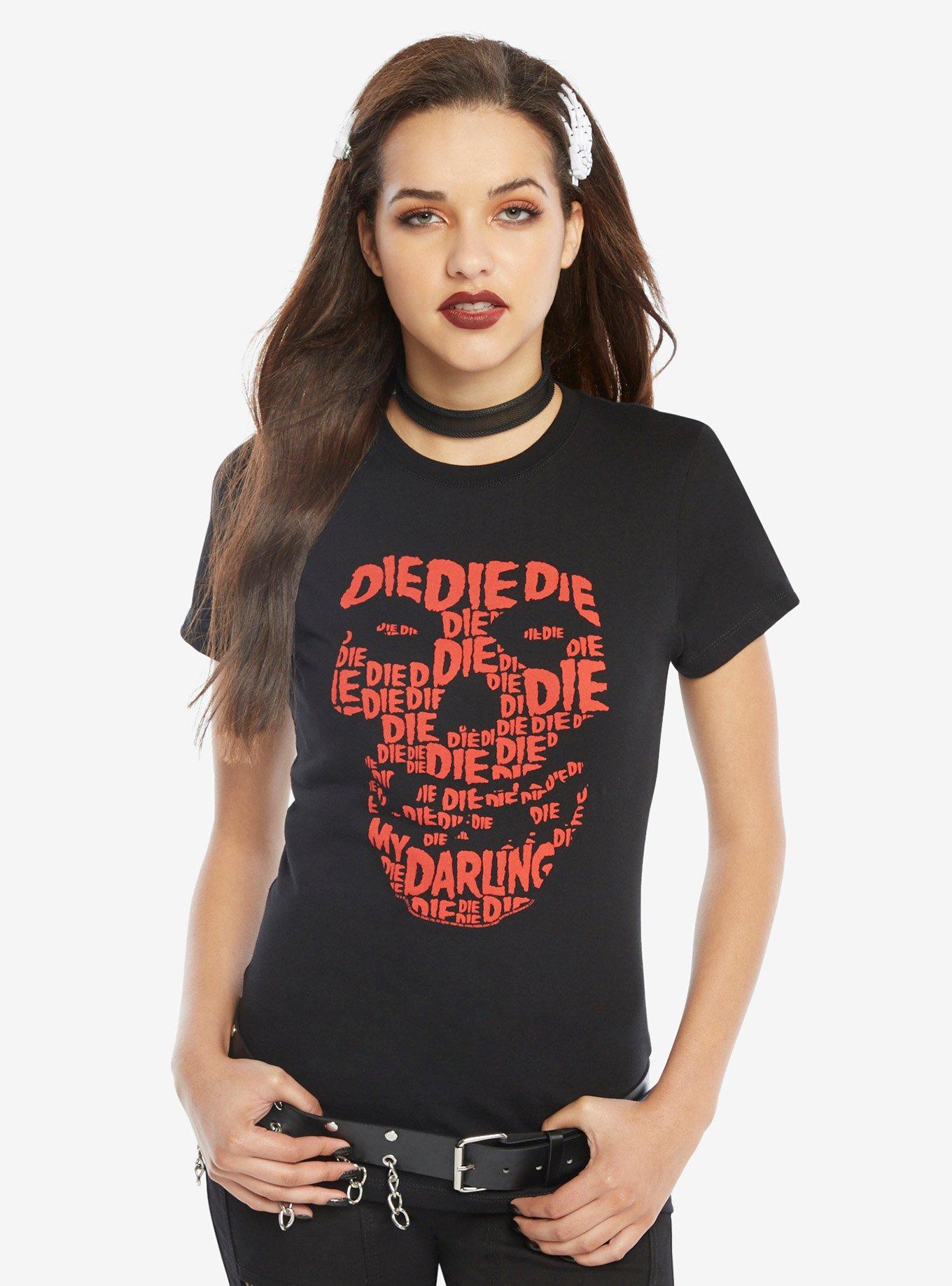 Misfits Die, Die My Darling Fiend Skull Girls T-Shirt, BLACK, hi-res