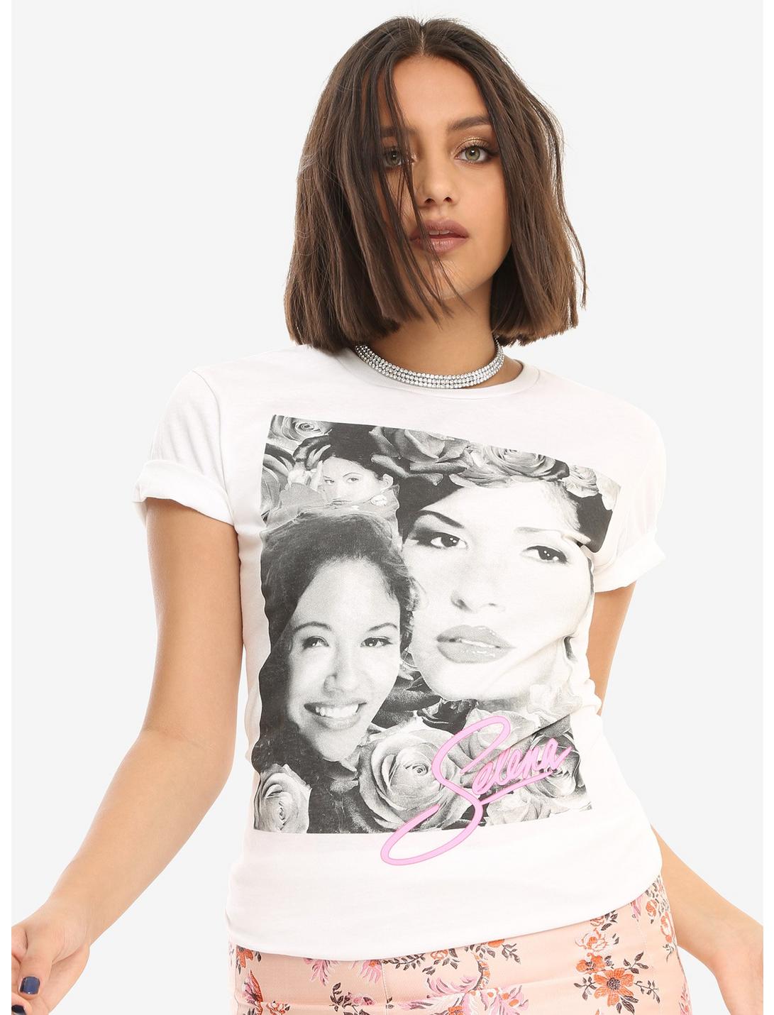 Selena Flower Photo Girls T-Shirt, WHITE, hi-res