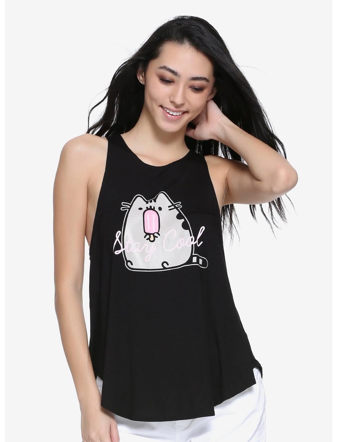 Pusheen Stay Cool Womens Tank Top - BoxLunch Exclusive, BLACK, hi-res