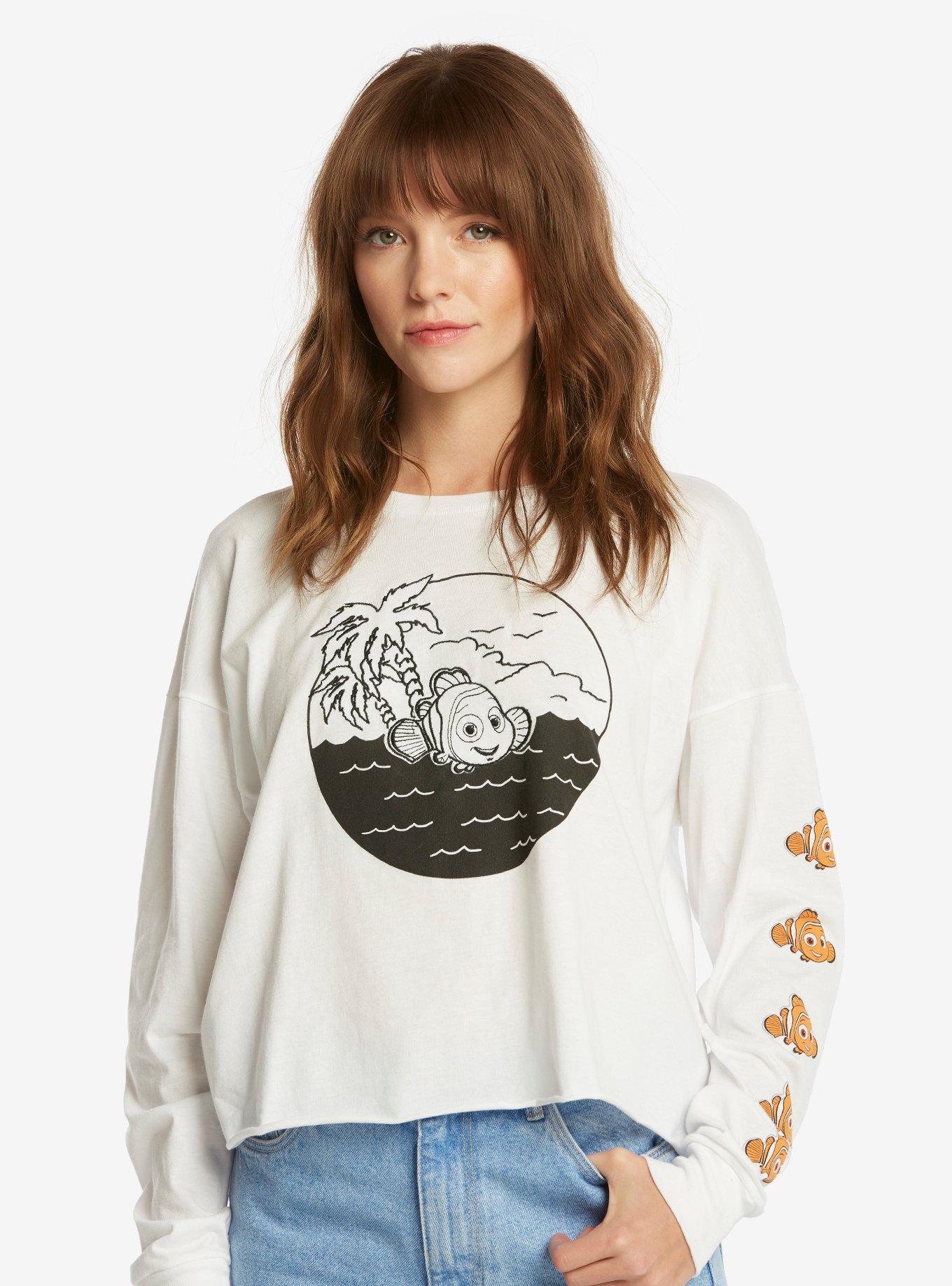 Disney Pixar Finding Nemo Womens Long Sleeved Crop Tee - BoxLunch Exclusive, WHITE, hi-res