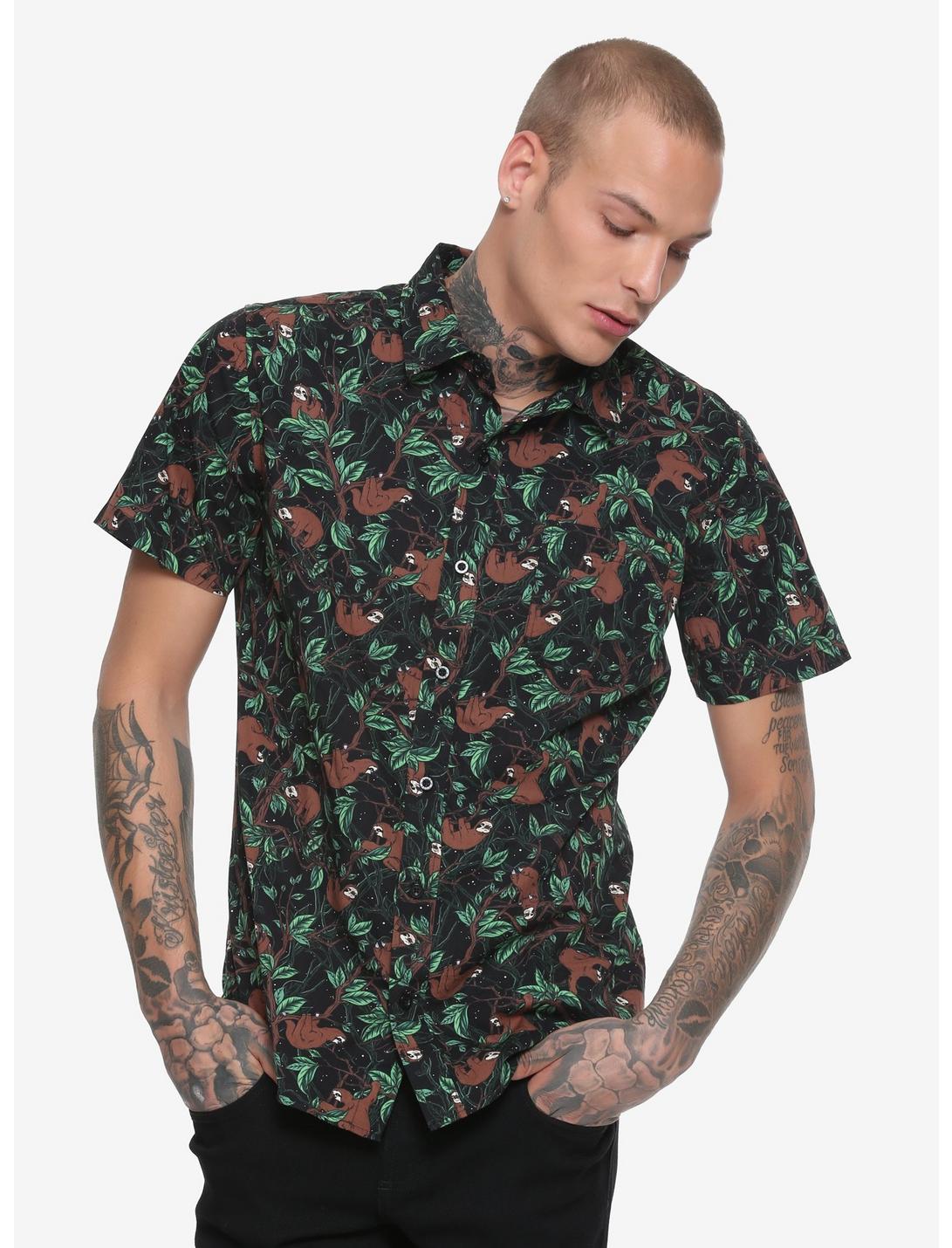 XXX RUDE Sloth Short-Sleeved Woven Button-Up | Hot Topic