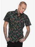 XXX RUDE Sloth Short-Sleeved Woven Button-Up, BLACK, hi-res