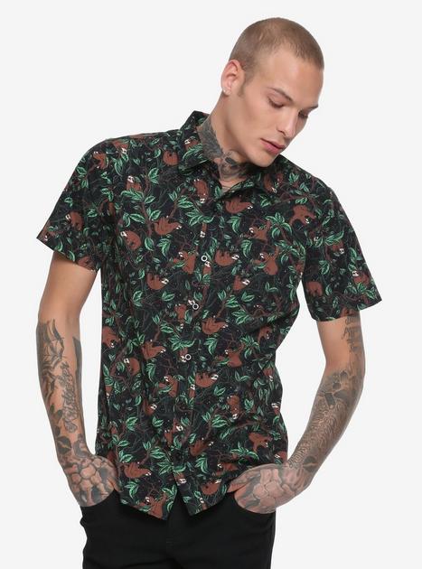 XXX RUDE Sloth Short-Sleeved Woven Button-Up | Hot Topic