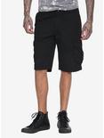 XXX RUDE Black Cargo Shorts, BLACK, hi-res