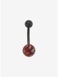 14G Steel Red Opal Black Coated Navel Barbell, , hi-res