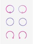 Steel Pink Purple Nose Hoop 6 Pack, MULTI, hi-res
